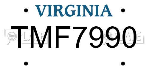 TMF7990 Virginia License Plate