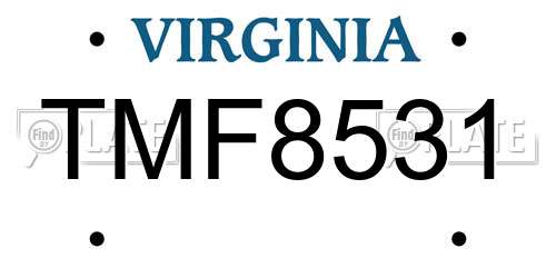 TMF8531 Virginia License Plate