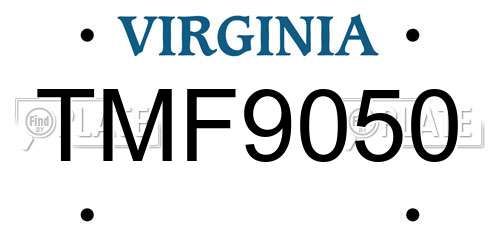 TMF9050 Virginia License Plate