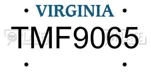 TMF9065 Virginia License Plate