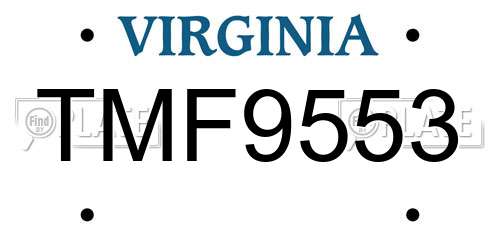 TMF9553 Virginia License Plate