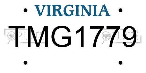 TMG1779 Virginia License Plate