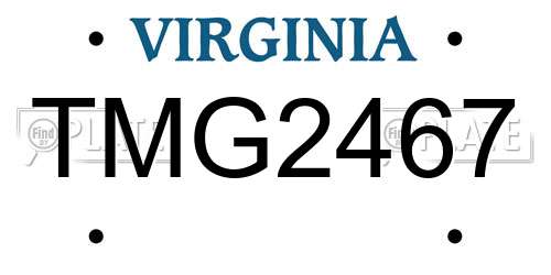 TMG2467 Virginia License Plate