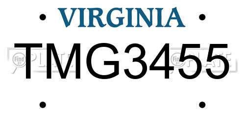TMG3455 Virginia License Plate