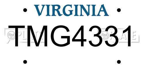 TMG4331 Virginia License Plate
