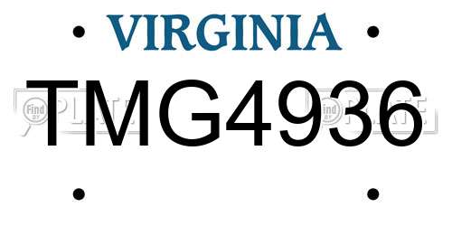 TMG4936 Virginia License Plate