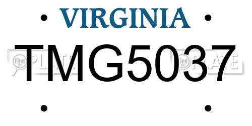 TMG5037 Virginia License Plate