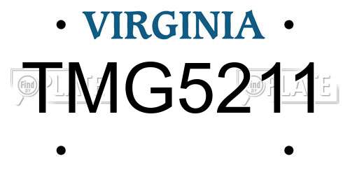 TMG5211 Virginia License Plate