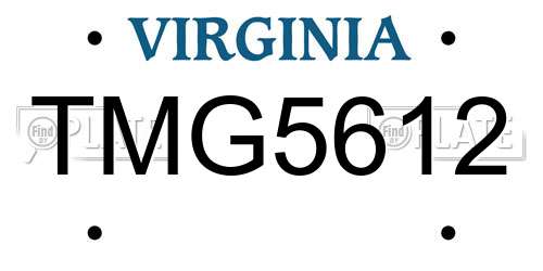 TMG5612 Virginia License Plate