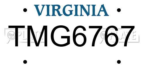 TMG6767 Virginia License Plate