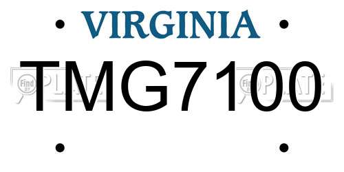 TMG7100 Virginia License Plate