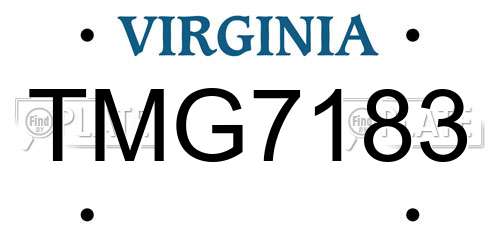 TMG7183 Virginia License Plate