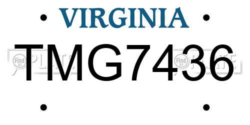 TMG7436 Virginia License Plate