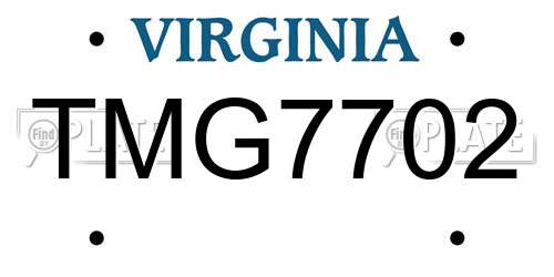 TMG7702 Virginia License Plate