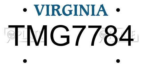 TMG7784 Virginia License Plate