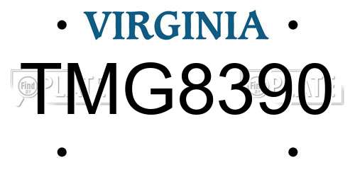 TMG8390 Virginia License Plate