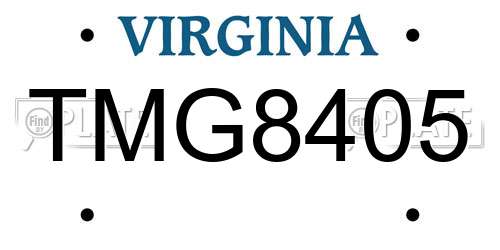 TMG8405 Virginia License Plate