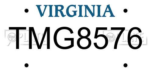 TMG8576 Virginia License Plate