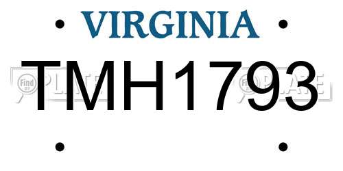 TMH1793 Virginia License Plate