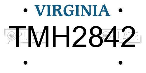 TMH2842 Virginia License Plate