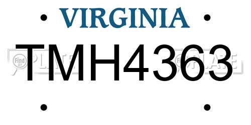TMH4363 Virginia License Plate