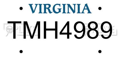 TMH4989 Virginia License Plate