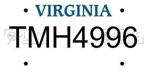 TMH4996 Virginia License Plate