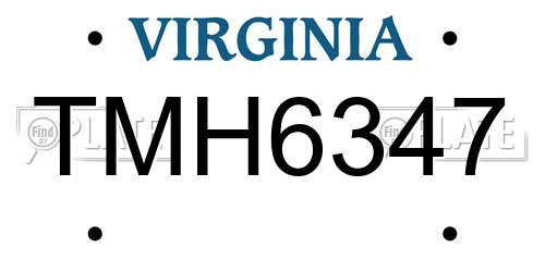 TMH6347 Virginia License Plate