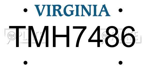TMH7486 Virginia License Plate