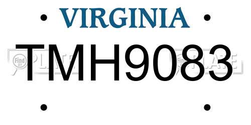 TMH9083 Virginia License Plate