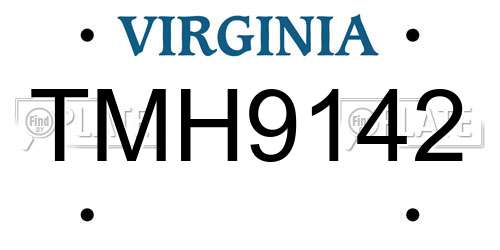 TMH9142 Virginia License Plate