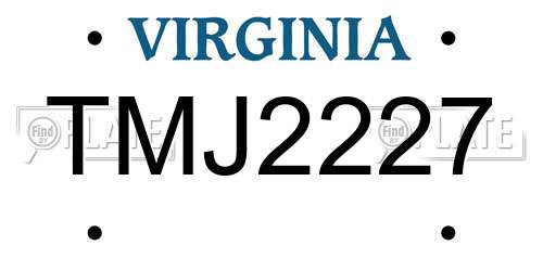 TMJ2227 Virginia License Plate