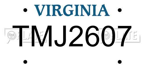 TMJ2607 Virginia License Plate