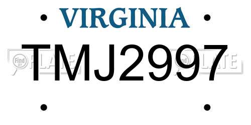 TMJ2997 Virginia License Plate
