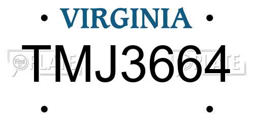 TMJ3664 Virginia License Plate