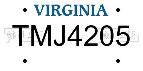 TMJ4205 Virginia License Plate