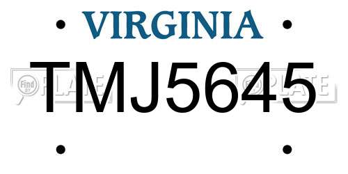 TMJ5645 Virginia License Plate