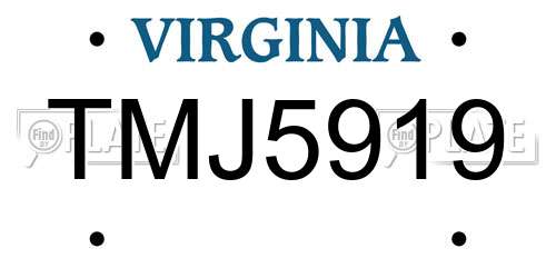 TMJ5919 Virginia License Plate