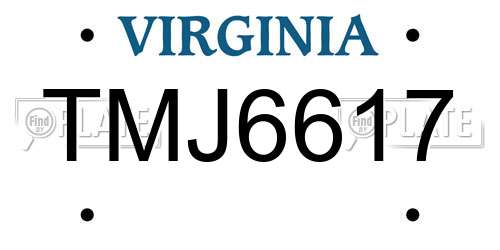 TMJ6617 Virginia License Plate