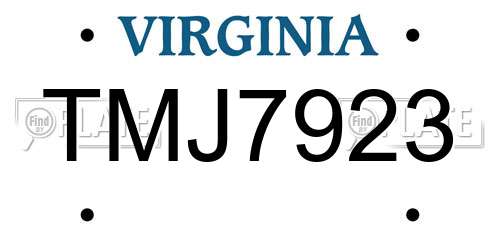 TMJ7923 Virginia License Plate