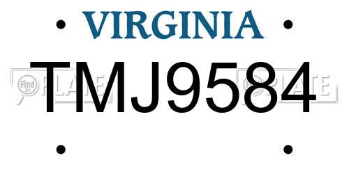 TMJ9584 Virginia License Plate