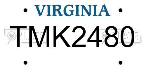 TMK2480 Virginia License Plate