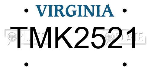 TMK2521 Virginia License Plate