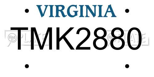 TMK2880 Virginia License Plate