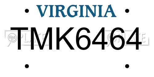 TMK6464 Virginia License Plate