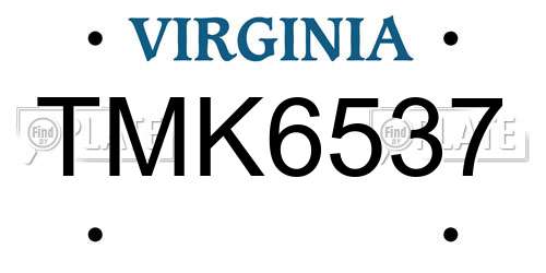 TMK6537 Virginia License Plate