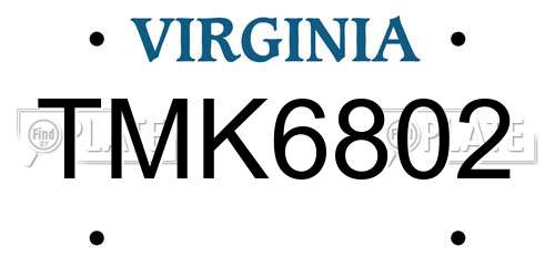 TMK6802 Virginia License Plate