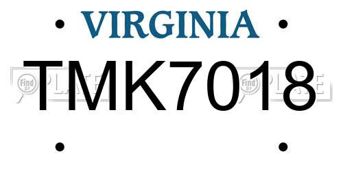 TMK7018 Virginia License Plate