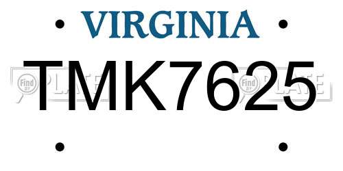 TMK7625 Virginia License Plate