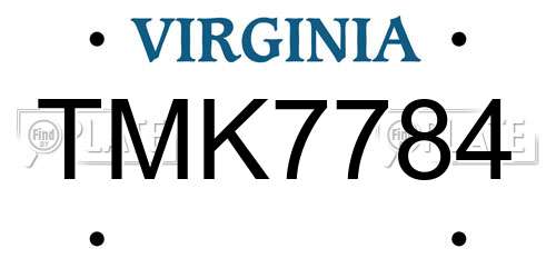 TMK7784 Virginia License Plate